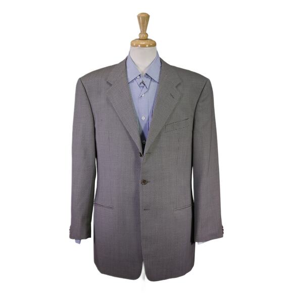 Armani Collezioni Gray Brown Knit Woven Wool Sportcoat Blazer 44R